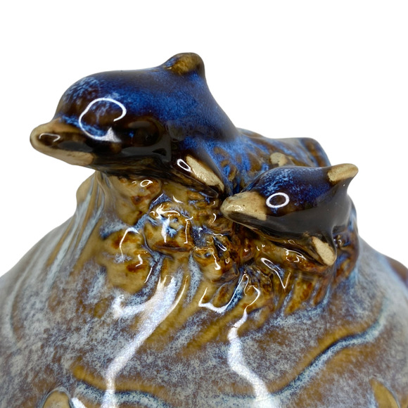 Trinket Box Jewelry Dish Pottery Dolphin - Picture 3 of 12